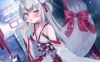 【全年龄】RJ01322053【能登有沙】憩雲大社『お狐姉妹と癒しの月夜』～お狐姉妹の天然毒舌な次女、孤月 