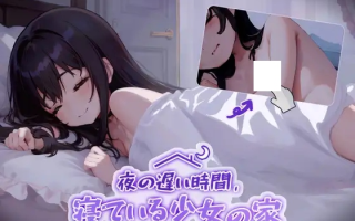 PC-夜の遅い時間、寝ている少女の家