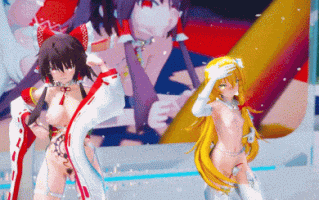 [ふたなり、ボテ腹注意]レイマリのバブリンな生き恥ウエディング披露宴[東方MMD]