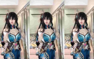 ［视频合集］B站40万粉丝网红『若若不男』，刻晴COS与金主爸爸各种体位被大鸡巴无情抽插