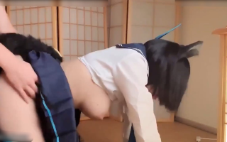 二次元福利姬浵卡COS桐生桔梗，巨乳白虎足交内射一条龙