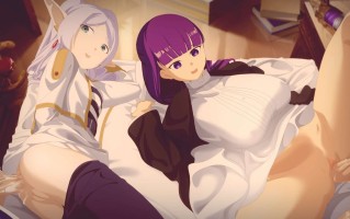 辛美尔终于肏上芙莉莲了2 试试她的屁穴，顺便戴上费伦