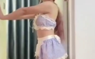 女仆装白丝自慰🔖#朵朵 🏷️  #少女 #白虎 #女仆