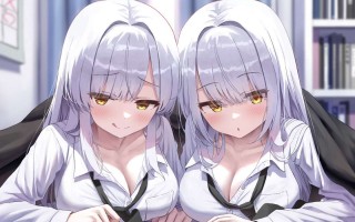 RJ01381686【みもりあいの】【全編ぐっぽり両耳奥舐め】思春期耳舐め症候群～耳舐め衝動が止まらなくなってしまった銀髪ダウナー双子と毎日ぐっぽり耳舐め性交～
